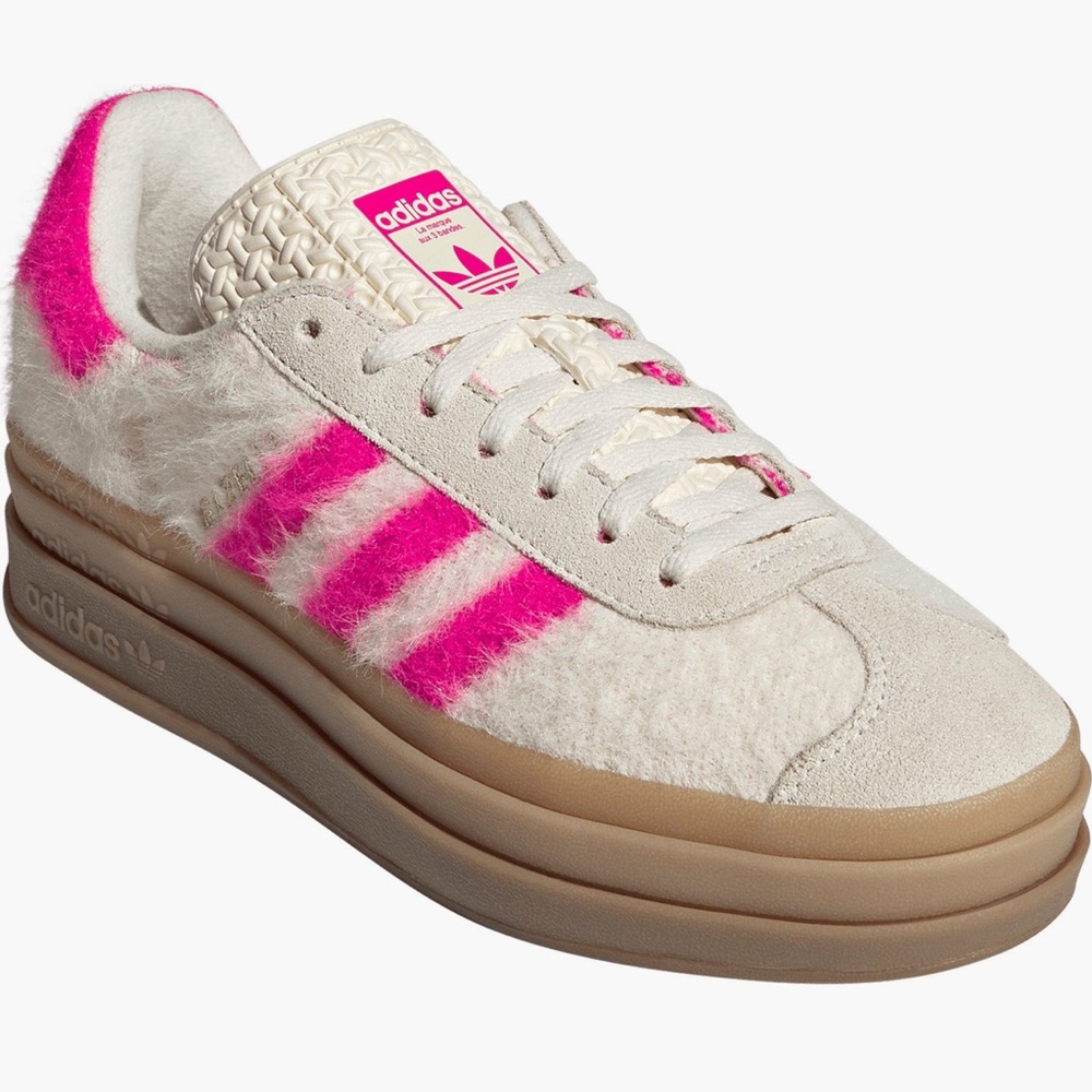 💓 ADIDAS GAZELLE BOLD PINK CREAM FUR 💗 - Picture 2 of 4